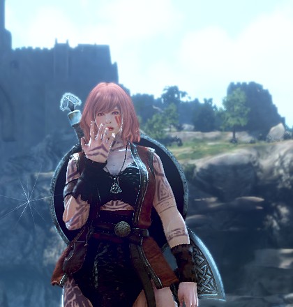 the pinked hair bar barian woman