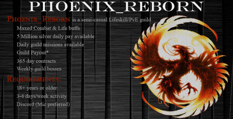 [Guild & Friends] [NA] [Progression Guild] Phoenix_Reborn Lifeskill/PvE ...