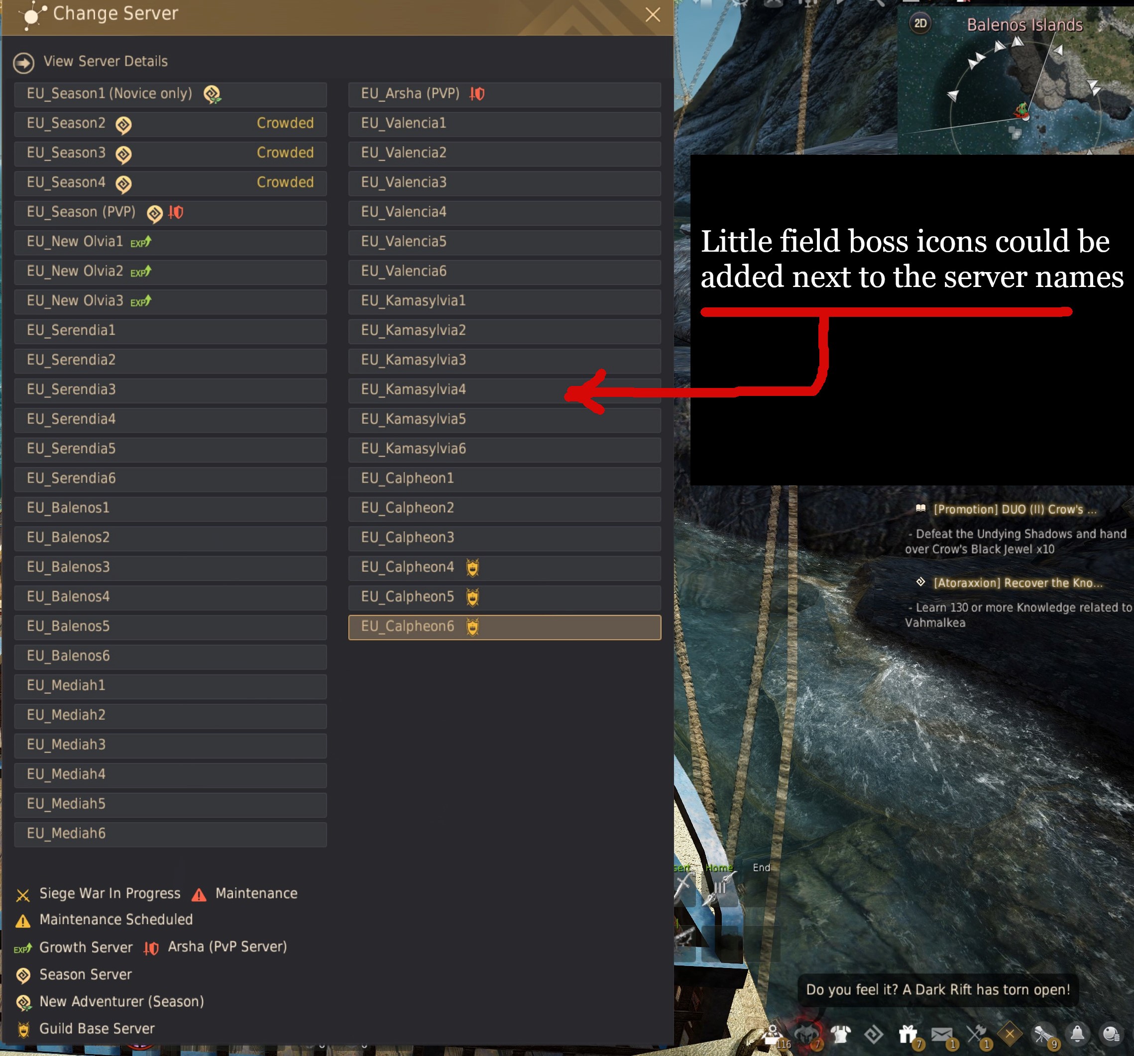 [Feedback] Adding field boss icons next to the server name in the