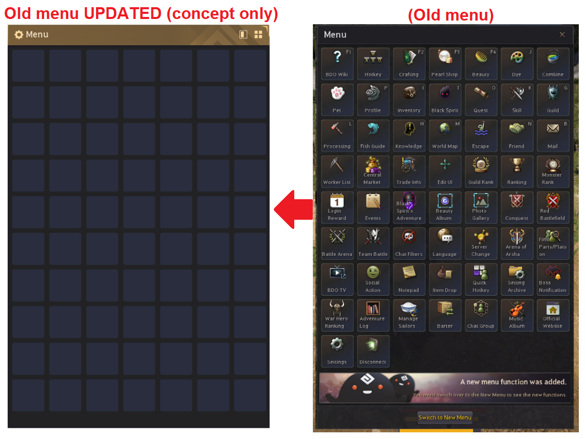 [Feedback] Please Show some love to Old Menu, Please Update it 😭😭😭 ...
