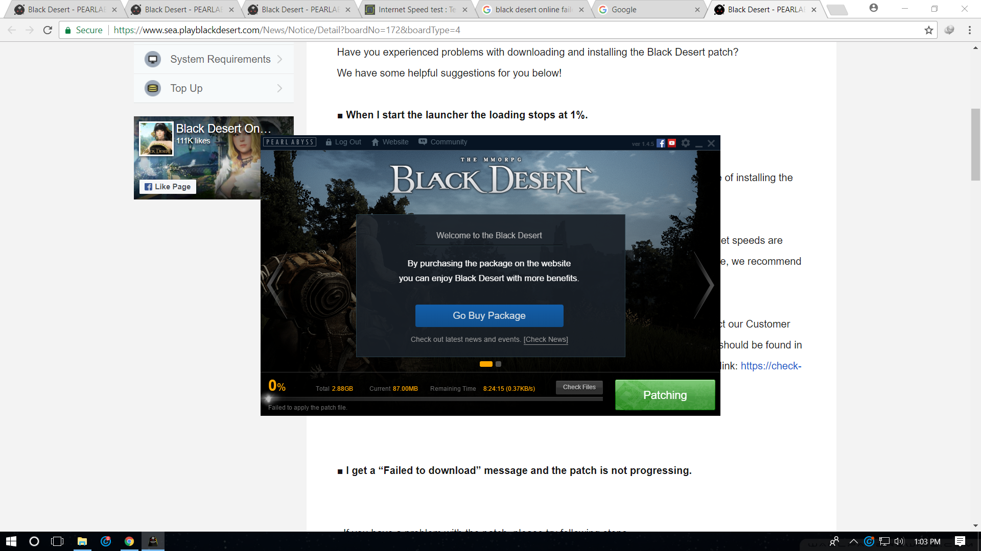 [General Gameplay] Failed to apply the patch file | Black Desert Asia ...