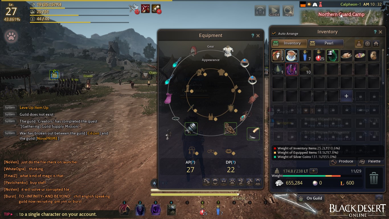 Black desert family inventory