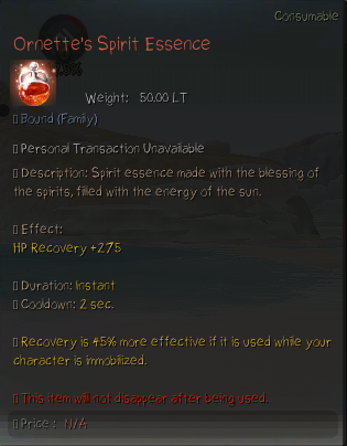 [Game Play] Ornette`s Spirit Essence - HP Permanent Potion