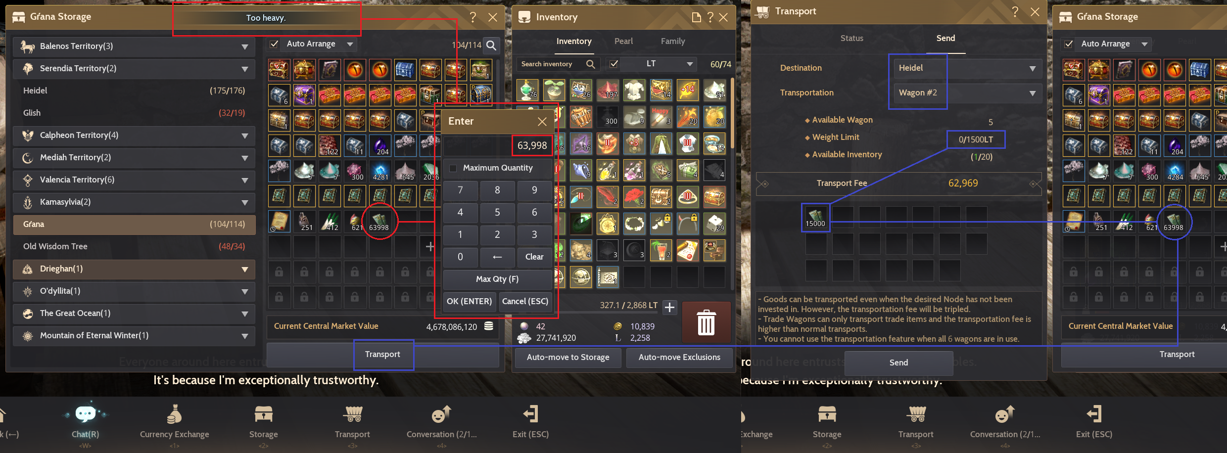 [Game Play] How to Move Overweight Items Between Storages Without