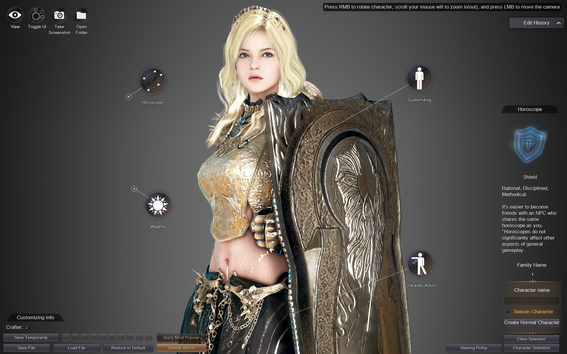 black desert online character creation undo key