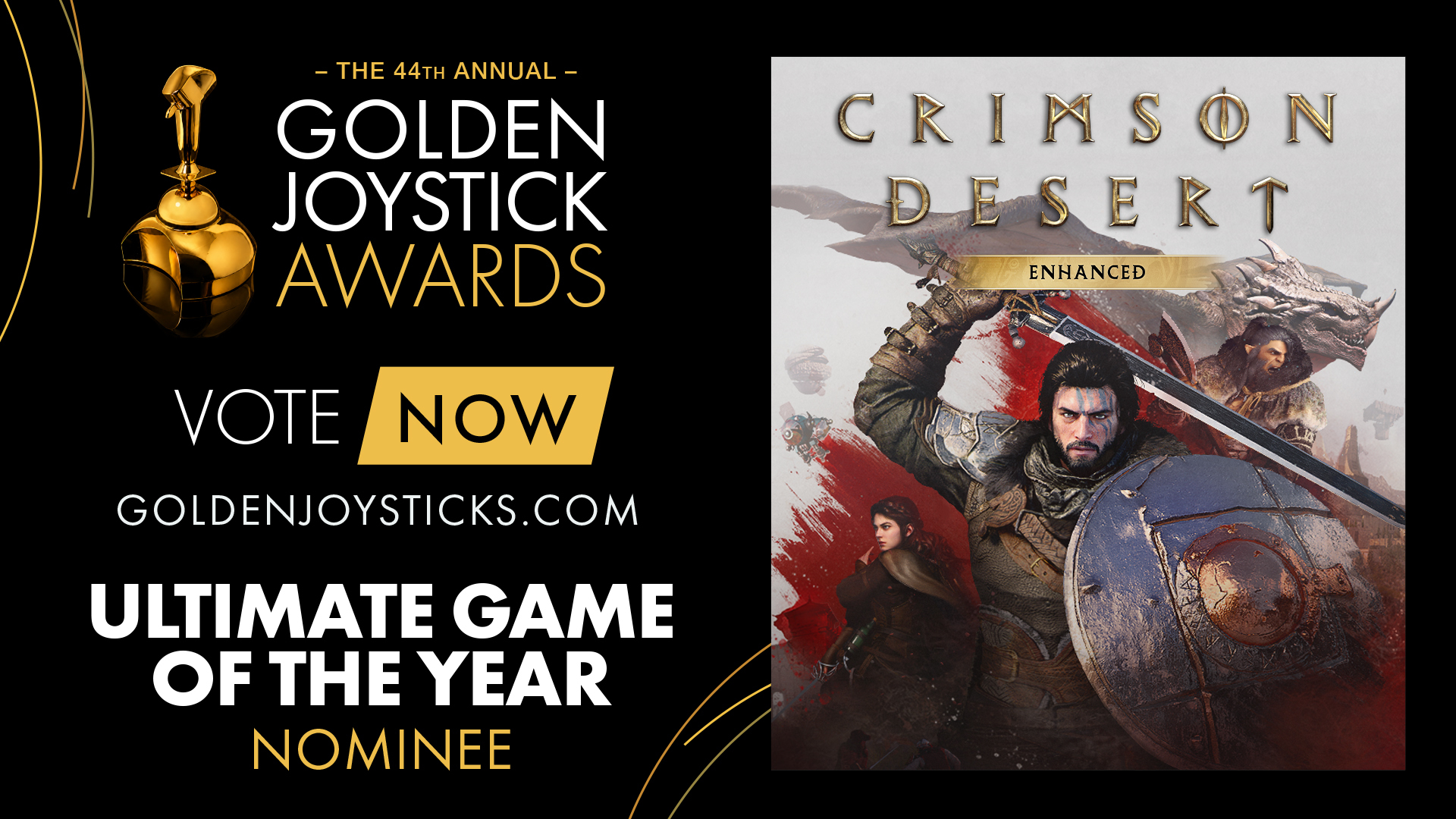 Crimson Desert на Golden Joystick Awards 2026 в номинации Ultimate Game of the Year Crimson Desert на Golden Joystick Awards 2026 в номинации Ultimate Game of the Year
